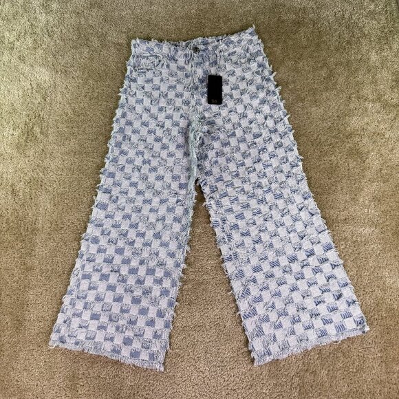 Two 2 Fly Denim - Two 2 Fly Womens Jeans Sz Small Blue White High Rise Bootcut Cropped 28x25 F041
